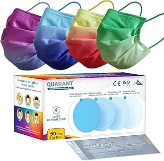 QUARANT Meltblown - Dual SMMS Fabric 4 Ply Designer Protective Face Mask with Nose Clip and Reusable Travel Pouch, Fashion That's Safe (Ombre Combo, Pack of 50) for Unisex
