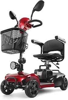 Puvirecn 4 Wheel Mobility Scooter - Foldable Mobility Scooters for Adults, Long Range 15 Miles, Max Load of 330lbs, All Terrain Mobility Scooter with Basket & Cup Holder