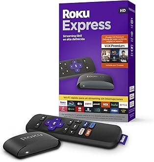 Roku Express HD TV Streaming Device (Spanish Edition) with VIX Premium, Remote Control with I Roku Express Quick Access Buttons