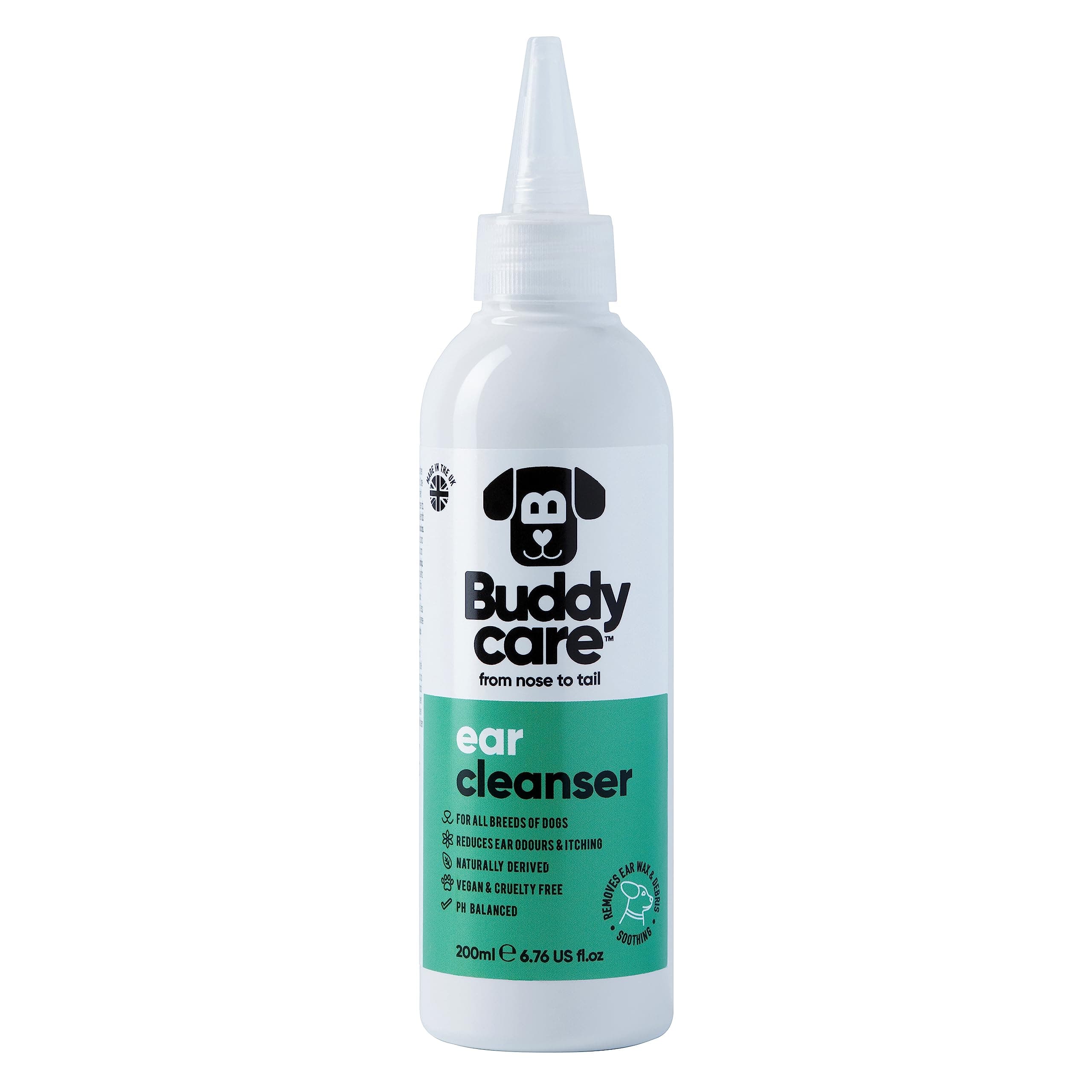 Buddycare Dog Ear Cleaner - (200ml) Remove Ear Wax & Debris Dog Ear Drops, Effective Ear Cleaner For Dogs | Soothing Ear drops Suitable For All Pets | Dogs & cats