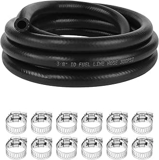 3/8 Inch (10mm) ID Fuel Line Hose 10FT NBR Rubber Push Lock Hose High Pressure 300PSI for Automotive Fuel Systems Engines with 12 Clamps