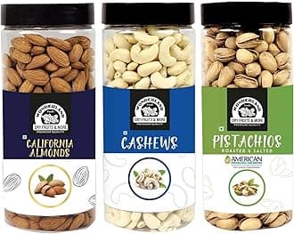WONDERLAND FOODS (DEVICE) Premium Dry Fruits Combo Pack of Almonds (NP), Cashews (W-320) & Pista (500g Each), 1.5 Kg (Jar)
