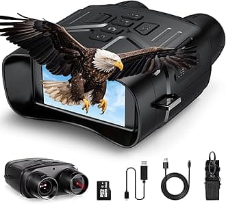 Night Vision Goggles, 4K Infrared Night Vision Binoculars with Adults, 3'' Large HD Night Vision Binoculars，Rechargeable Battery and 32GB TF Card for Outdoor Camping