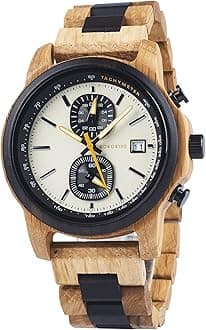 2win Wooden Watch for Men Luxury Chronograph Military Quartz Wrist Watch Date Display Stylish Natural Watch Unique Gift for Him