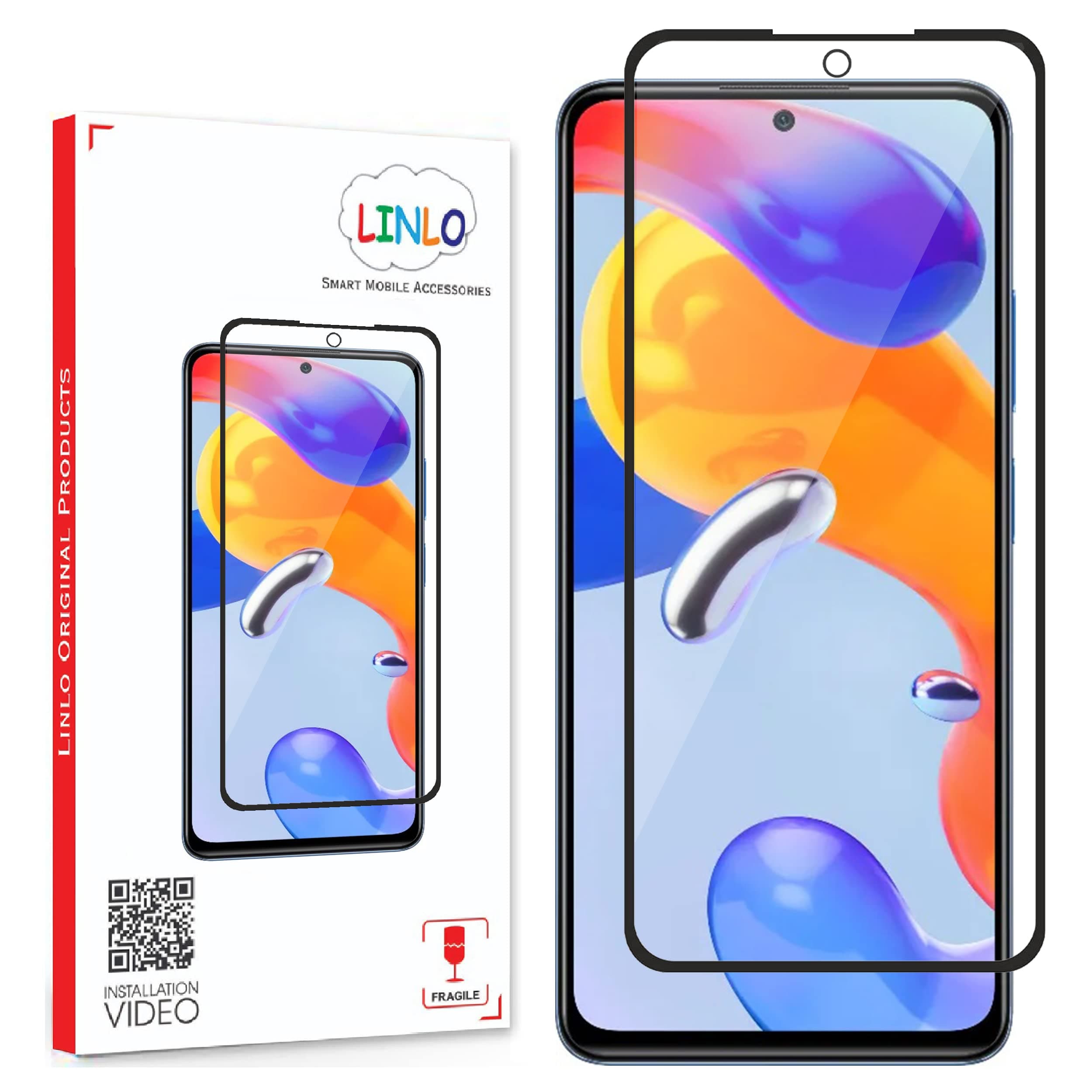 LINLO Tempered Glass Screen Protector Compatible for Redmi Note 11 Pro / Redmi Note 11 Pro+ / Redmi Note 11 Pro Plus with Edge to Edge Coverage and Easy Installation Kit, Pack of 1, Black