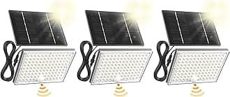 SUPERDANNY Solar Outside Lights with 113 Bright LEDs 7000K, Motion Sensor Outdoor Flood Lights Dusk to Dawn with 16ft Cable IP65 Waterproof, Security Light for Garden Barn Porch 3 Pack（Gray）