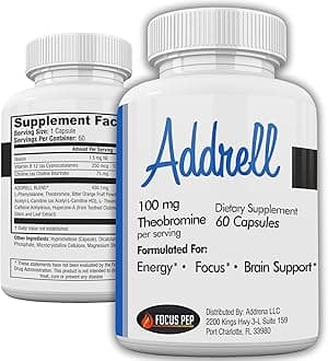 Addrell Energy Stimulant Pills- Natural Nootropic Brain Supplement Alternative Pill & Study Supplements Substitute to Elevate Mental Clarity for Women & Men OTC- 60 Mind Booster Capsules