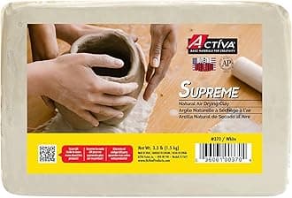 Supreme Clay, White, Premium Natural Air Dry Clay, 3.3lb (1.5kg) | Ultra-Fine & Exceptional Plasticity for Studio, Classroom & Hobby Use