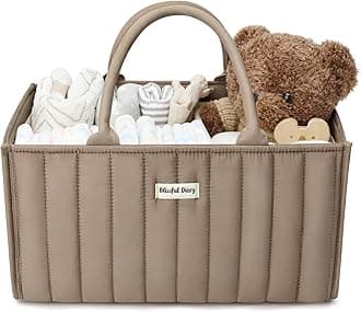 Blissful Diary Baby Diaper Caddy Organizer, Stylish Storage Basket for Newborn Essentials and Diaper Station, Gift for Baby Shower and Registry Must-Have, Mocha Brown