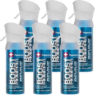 Pocket Size Revive Peppermint Aroma 3L Canister | Respiratory Support for Aerobic Recovery, Altitude, Performance & Health (6 Pack)