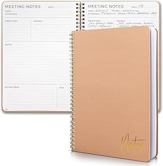 Beautiful Meeting Notebook For Work Organization - Easily Take Notes And Keep Agendas on Track - The Perfect Office Planner Supplies for Women & Men to Professionally Manage Business Projects - Pink