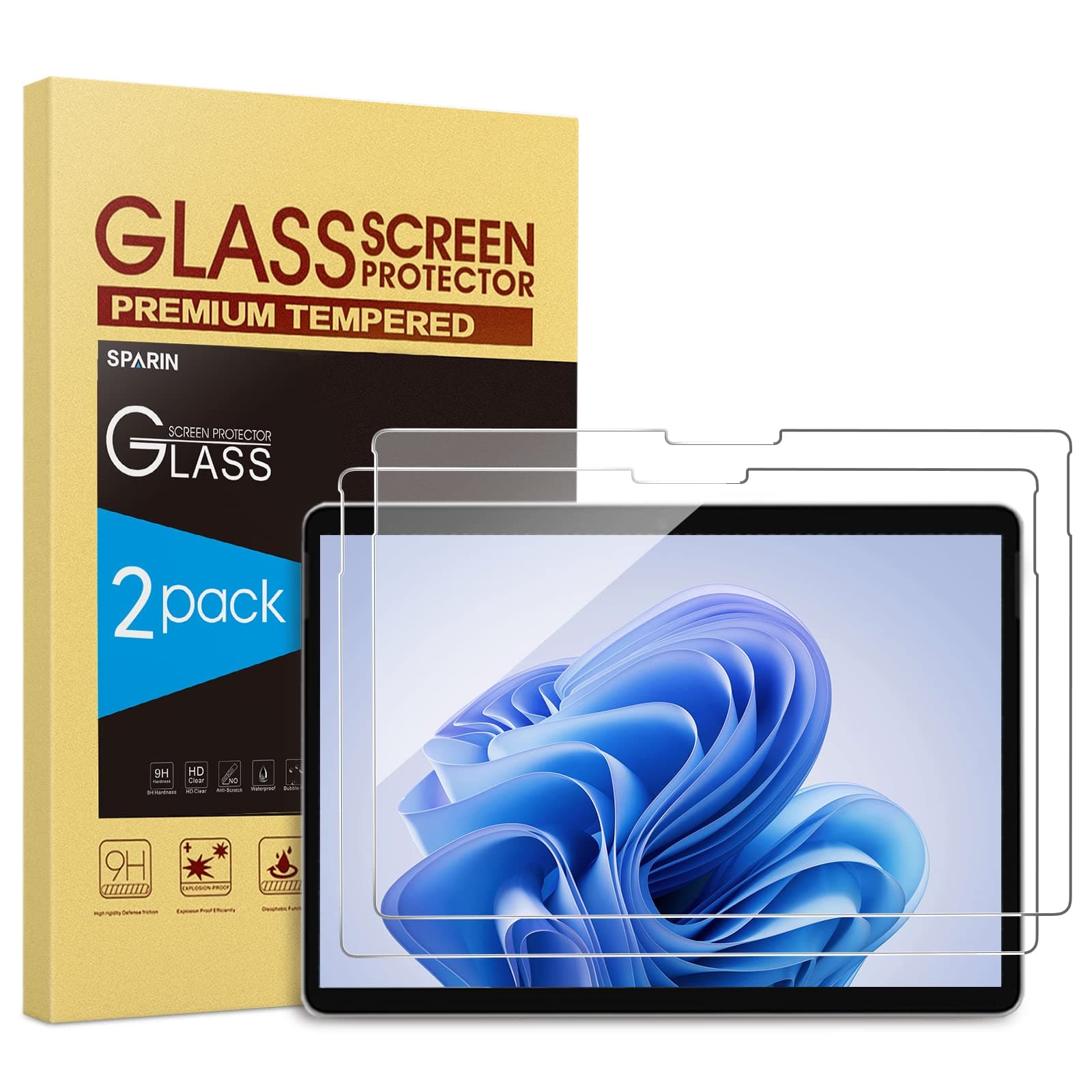 [2 Pack] Screen Protector for Surface Pro 11 2024/Microsoft Surface Pro 9/Surface Pro 10/Surface Pro 8/Surface Pro X, [13 inch], 9H Tempered Glass/Support Surface Pen