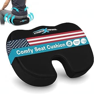 Xtreme Comforts Seat Cushion, Office Chair Cushions - Pack of 1 Padded Foam Cushion w/Handle for Desk, Wheelchair & Car Use - Back Support Pillow for Chair - Travel Bag Included