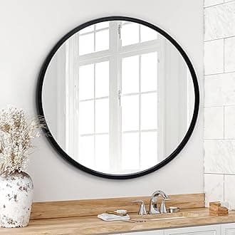 Americanflat 32" Round Mirror - Hanging Mirrors with Durable Frame - Modern Mirror for Bathroom, Bedroom, Living Room - Mirrors for Wall Display and Home Decor - Black