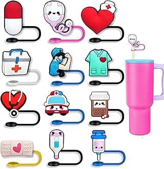 12Pcs Nurse Straw Cover Cap for Stanley Cup, 10mm Silicone Cup Accesories for Stanley Tumbler 30 & 40oz