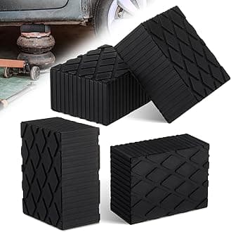 Pangda 4 Pack Solid Rubber Auto Lift Pads 6-3/8" x 4-3/4" x 3.15" Anti-Skid Lift Block Spacer Pad for Automobile Car Lifts, Jacks and Racks, 4000 Lbs Capacity
