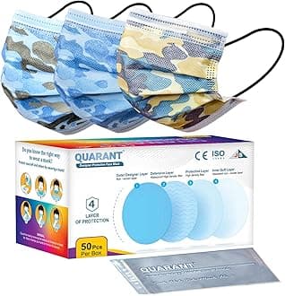 QUARANT Meltblown - Dual SMMS Fabric 4 Ply Designer Protective Face Mask with Nose Clip and Reusable Travel Pouch, Fashion That's Safe (Camo Combo, Pack of 50) for Unisex