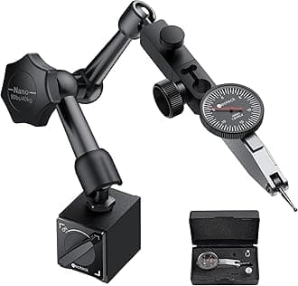 Neoteck Dial Test Indicator with Magnetic Base Stand and Storage Case, 0-0.03"/0.0005" Test Indicator Set with 2 Steel Dovetail Clamps 3/8'' and 5/32'' for Machine Set-Up-Black