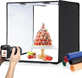 PULUZ Photo Studio Light Box Portable 60 x 60 x 60 cm Light Tent LED 5500K White Light Dimmable Mini 36W Photography Studio Tent Kit with 6 Removable (Black Orange White Green Blue Red) (US Plug)