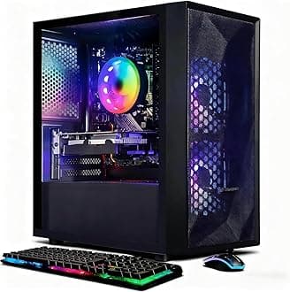 Gaming Desktop PC, Intel Core I5 3.3Ghz up to 3.7Ghz, AMD Radeon RX 550 4G GDDR5, 16G Ram, 512G SSD, WiFi, BT 5.0, RGB Fan x 3, RGB Keybaord & Mouse, RGB Mouse Pad, W10H64