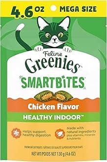 Feline Smartbites, Cat Treats Healthy Recipe, Indoor Cat Treats, Chicken Flavor, 4.6 oz. Pack