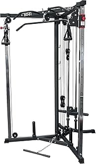 Cable Crossover Machine - 17 Adjustable Positions with Pull Up Bars and Optional Bundle Attachments Max Weight 200 lb. Plate Loaded Pulley System for Home Gym Power Workout