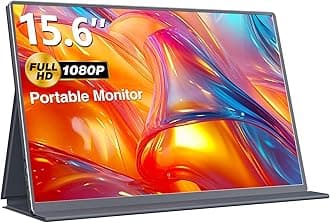 Upperizon15.6inch Portable Monitor, FHD 1080P USB-C IPS Computer Display with HDMI Type-C Speakers, External Monitor for Laptop/Mac/PC/Xbox/PS4/Phone Included Smart Cover, Black