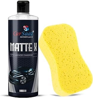CAR SAAZ Matte X Car & Bike Wash Shampoo (1 Ltr) with Washing Sponge Combo Pack | Matte Painted Cars, Bikes Shampoo | Wash, Shine & Protect | pH Neutral, Highly Effective (1000 ml)