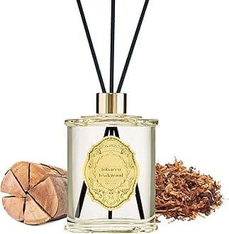 M&SENSE 8.4 oz Large Reed Diffuser for Home |Tobacco Teakwood Scent Home Oil Diffuser with Sticks | for Bedroom Bathroom Living Room Neutralize Odors