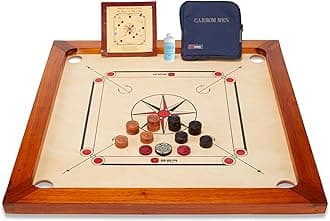 Uber Games – Premium Carrom Board Set – 33 x 33” Official Size playing board Including Carrom Men,Striker & Powder - Hardwood edges for better rebound – Made in India – Great value for all players