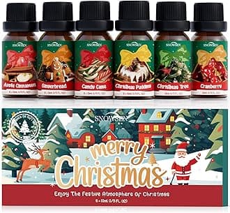 Christmas Essential Oils Gift Set, SNOWSEN Winter Fragrance Oils for Diffuser & Aromatherapy, Apple Cinnamon, Christmas Pudding, Candy Cane, Gingerbread, Cranberry Scented Oil for Candle Making