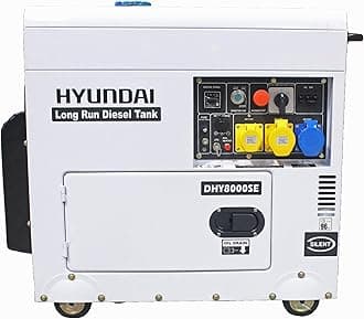 Hyundai Standby Diesel Generator Electric Start, Single Phase, Long-Run Backup Generator, 25L Fuel Tank, AVR, ATS Compatible, 30hr Runtime, 70dB Quiet Operation