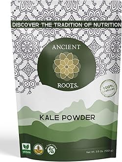 Ancient Roots Kale Powder - All-natural Vegetable Powder, No Sugar Added, No Preservatives, Supports Heart Health, Natural Source of Fiber - 3.5 ounces (20 servings)