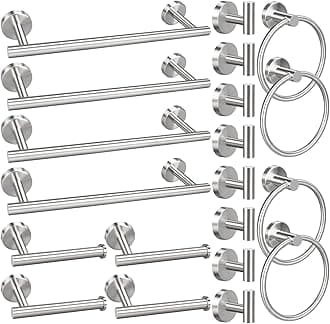 20pcs Bathroom Hardware Set, Brushed Nickel Bathroom Hardware Set, Including 16" Hand Towel Bars, Toilet Paper Holders, Towel Rings, Robe Towel Hooks