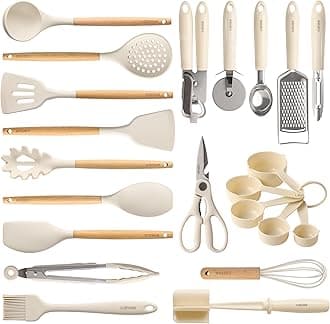 CAROTE Carote 22 Piece Silicone Kitchen Utensil Set, 446°F Heat Resistant Cookware Set, Spatula, Whisk, Tongs