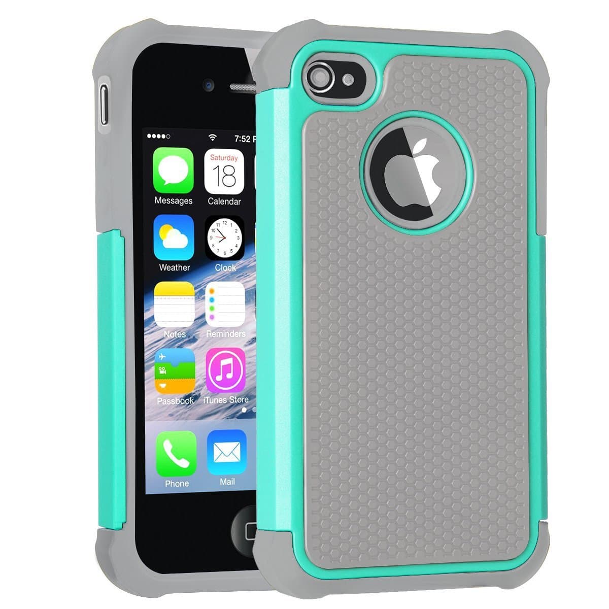 iPhone 4S Case, iPhone 4 Case, Hybrid Dual Layer Protective Hard Plastic and Soft Silicone with Shockproof Case Cover for iPhone 4S 4 4G Grey