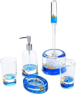 Locco Decor 5 Piece Acrylic Liquid 3D Floating Motion Bathroom Vanity Accessory Set Duck