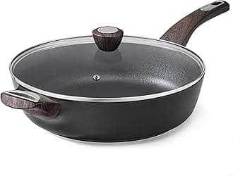 SENSARTE Nonstick Frying Pan Skillet with Lid, 13.3 Inch Large Deep Frying Pan, 6 Qt Non Stick Saute Pan with Cover, Induction Pan, Healthy Non Toxic Cooking Pan with Helper Handle, PFOA PFOS Free