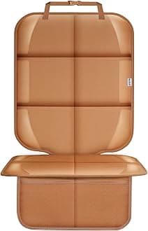 Meolsaek Car Seat Protector for Child Car Seat, Durable 600D Fabric Waterproof Car Seat Cover with Thick Pad Non-Slip Backing，No Imprints (Tan-1 pc)