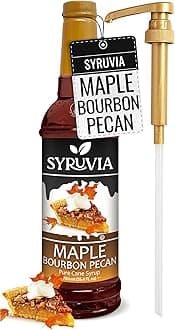 Coffee Syrup, Maple Bourbon Pecan Flavored Syrup for Drinks, Lattes, and Desserts – 25.4 fl oz, With Pump
