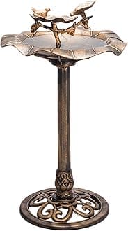 Bronze Birdbath with Bird Figurine