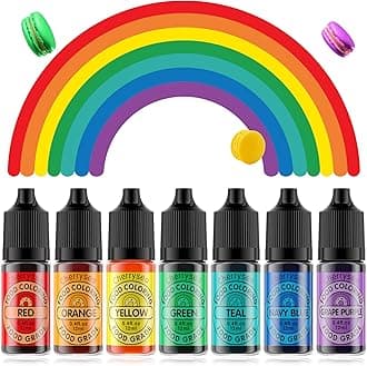 Cherrysea Food Coloring for Cake Decorating Rainbow Edible Food Dye for Halloween Baking Royal Icing Cookie Supplies Gluten Free 7x12ml Food Grade Liquid Food Color Kit, 0.4 Fl. Oz/Bottles