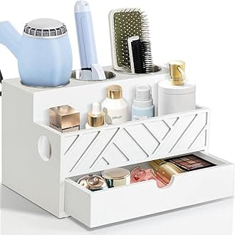 Hair Tool Organizer, Hair Dryer Holder with Drawer, Bathroom Countertop Organizer for Bathroom Accessories, Blow Dryer Organizer for Hair Styling Tools, Vanity Organizer for Bathroom, Vanity, Kitchen