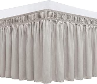 Biscaynebay Wrap Around Bed Skirts for Queen Beds with 21" Drop, Camel Grey Adjustable Elastic Dust Ruffles Easy Fit Wrinkle Resistant Silky Luxurious Fabric Machine Washable