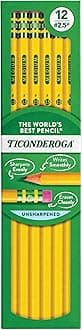 Ticonderoga Wood-Cased Pencils, Unsharpened, #2.5 F Medium, Yellow, 12 Count