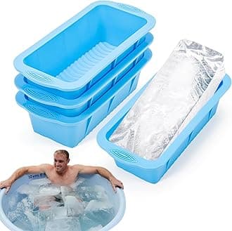 4 Pcs Large Ice Cube Tray, Big Ice Cube Moulds for Freezer, Easy Release Reusable Giant Trays Making 4.5 lbs Ice Cubes for Ice Bath Cold Plunge Tub or Coolers