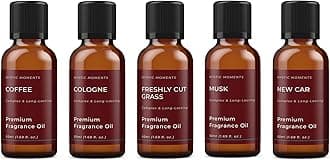 Mystic Moments | HIS Fragrance Oil Gift Starter Pack 5x50ml | Coffee, Cologne, Freshly Cut Grass, Musk, New Car | Perfect as a Gift