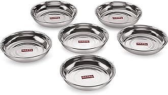 HAZEL Small Steel Snack Plates Set of 6 | 11 cm Quarter Plates for Snacks, Return Gifts & Gifting | Designer Dinner Plate Steel Set