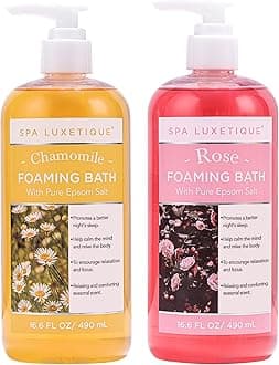 Bubble Bath, Spa Luxetique Foaming Bath with Pure Epsom Salt, Rose and Chamomile Scent, Moisturising Shea Butter and Almond Oil Foaming Bath, Relaxing Spa Gifts for Women