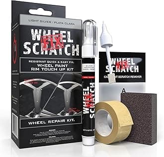 Wheel Scratch Fix® Silver Touch Up Paint for Cars - DIY Alloy Wheel Repair Kit, Curb Rash Remover with Fast-Drying Pen - Long-Lasting OEM Finish Car Rim Paint for Scuffs and Chips at Home (Light Silver)